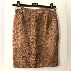 JF MORISSETTE DESIGNER Swakara Fur Beige Pencil Skirt US 4